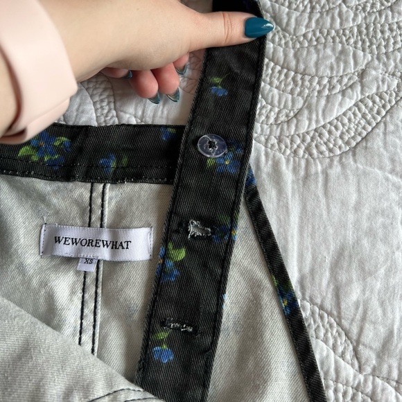 NWT - WeWoreWhat - Slouchy Watercolor Ditsy Floral Print Split Hem Overalls - Picture 7 of 15
